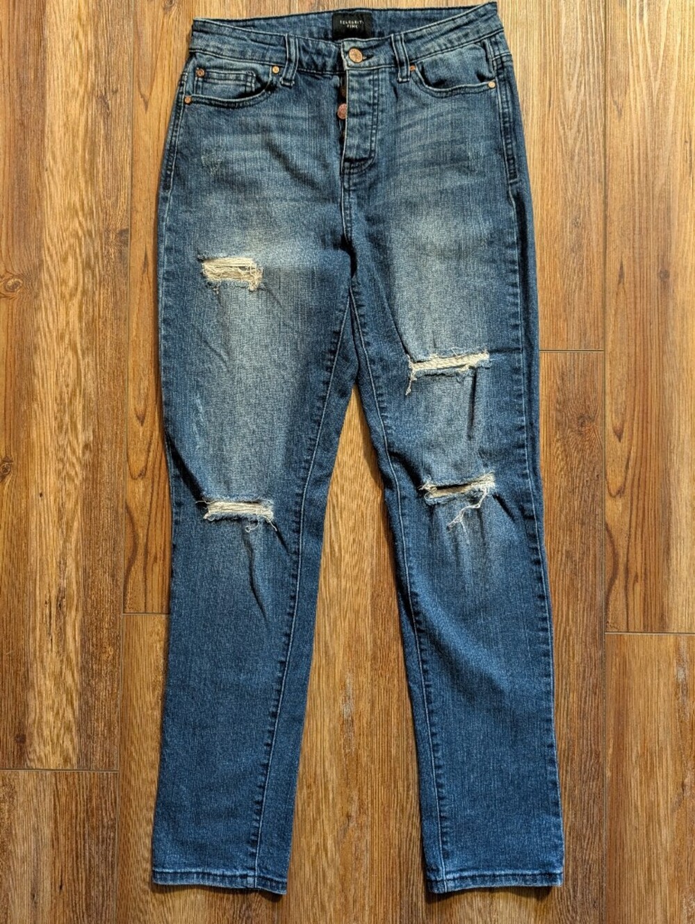 Celebrity Pink Distressed Medium Wash Skinny Jeans, Size 3